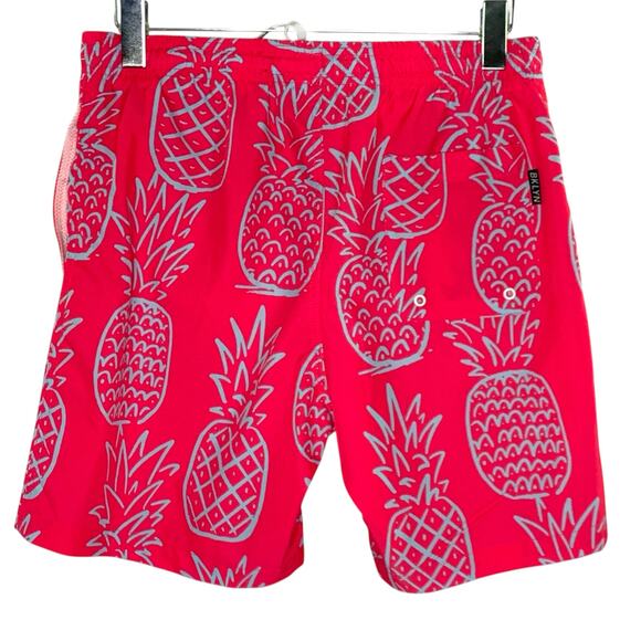 Brooklyn Cloth M Mens Pineapple Hawaiian Shirt Volley Swim Trunk Pink - Picture 6 of 12